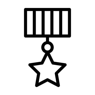 Yıldız Madalyası Vektör İllüstrasyon Satır Simgesi Tasarımı