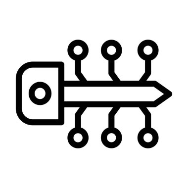 Dijital Anahtar Vektörü İllüstrasyon Satır Simgesi Tasarımı