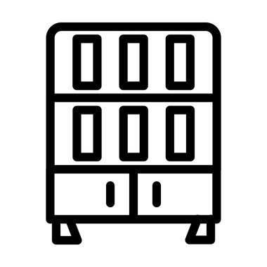 Kitaplık Vektörü Resmetme Satırı Simgesi Tasarımı