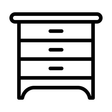 Çekmece Vektörü İllüstrasyon Satır Simgesi Tasarımı