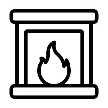 Şömine Vektörü Resmetme Satırı Simgesi Tasarımı