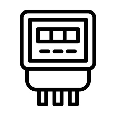 Elektrik Metre Vektörü Resmetme Satırı Simgesi Tasarımı
