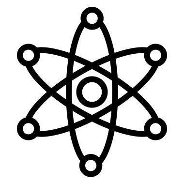 Atom Vektörü İllüstrasyon Satır Simgesi Tasarımı