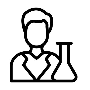 Bilim adamı Vektör İllüstrasyon Satır Simgesi Tasarımı