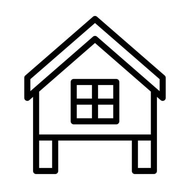 Tavuk Kümesi Vektör İllüstrasyon Satırı Simge Tasarımı