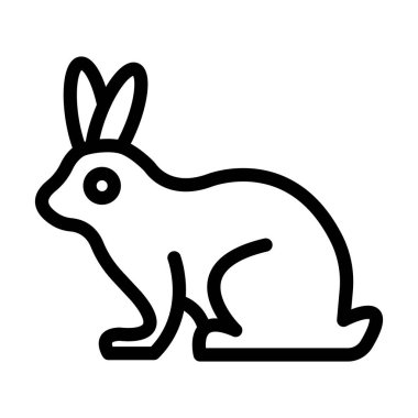 Tavşan Vektörü İllüstrasyon Satır Simgesi Tasarımı