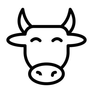 İnek Vektörü İllüstrasyon Satırı Simge Tasarımı