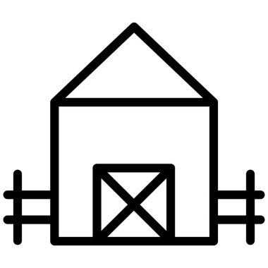 Barn Vektör İllüstrasyon Satır Simgesi Tasarımı