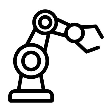 Robotik Kol Vektörü İllüstrasyon Satır Simgesi Tasarımı