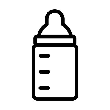 Süt Şişesi Vektör İllüstrasyon Satırı Simge Tasarımı