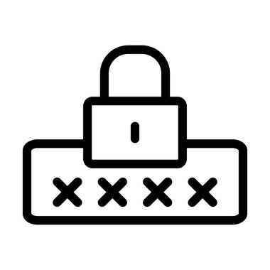 Parola Vektörü İllüstrasyon Satır Simgesi Tasarımı