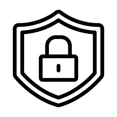 Siber Güvenlik Vektörü İllüstrasyon Satır Simgesi Tasarımı