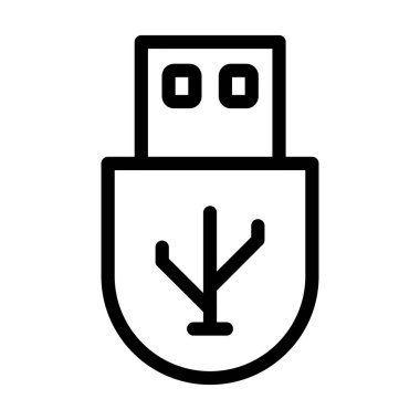 USB Vektör İllüstrasyon Satır Simgesi Tasarımı
