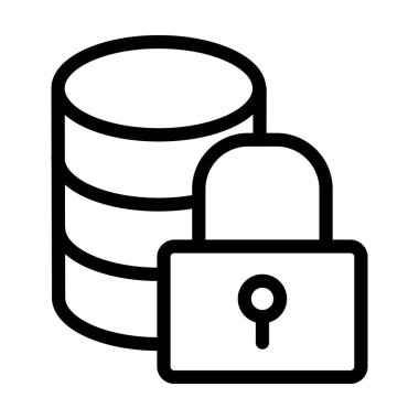 Güvenli Veri Vektörü İllüstrasyon Satır Simgesi Tasarımı