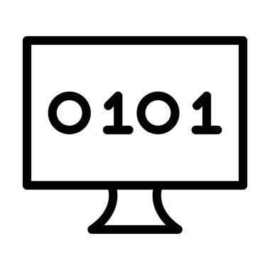 İkili Kod Vektörü İllüstrasyon Satır Simgesi Tasarımı