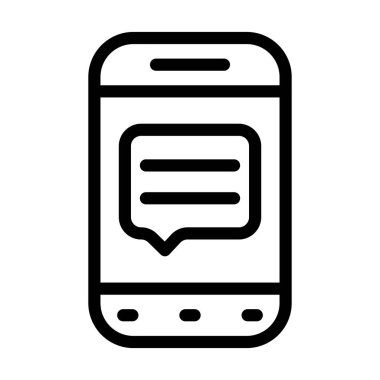 SMS Vektör İllüstrasyon Satır Simgesi Tasarımı