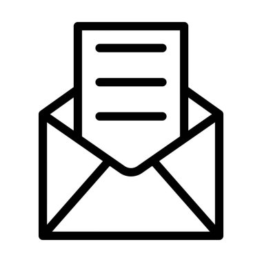 E- posta Vektörü Resmetme Satırı Simgesi Tasarımı Aç