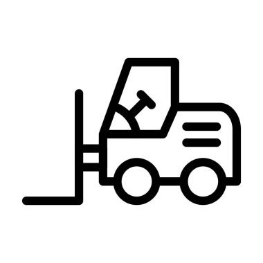 Forklift Vektör İllüstrasyon Satır Simgesi Tasarımı
