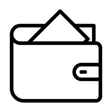 Cüzdan Vektörü İllüstrasyon Satır Simgesi Tasarımı