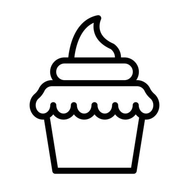 Cupcake Vektör İllüstrasyon Satır Simgesi Tasarımı