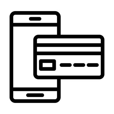 Kart Ödeme Vektörü Resmetme Satırı Simgesi Tasarımı