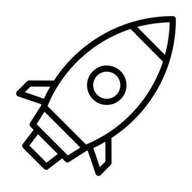 Roket Vektörü İllüstrasyon Satır Simgesi Tasarımı
