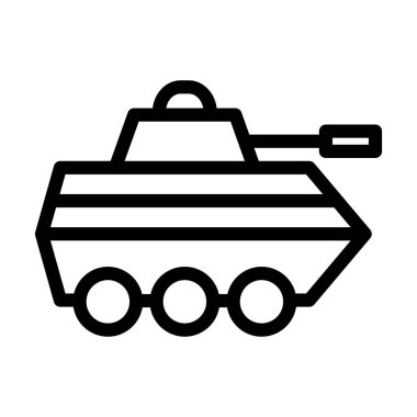Tank Vektörü İllüstrasyon Satır Simgesi Tasarımı