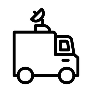 News Van Vector İllüstrasyon Satır Simgesi Tasarımı