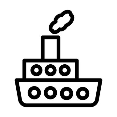 Steamboat Vektör İllüstrasyon Satır Simgesi Tasarımı