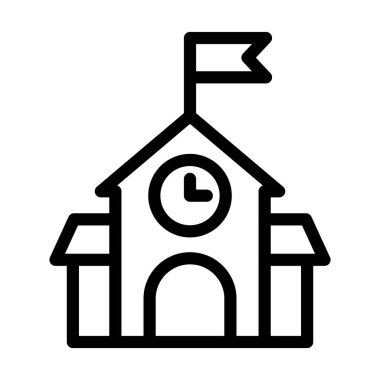 Okul Vektörü İllüstrasyon Satırı Simgesi Tasarımı