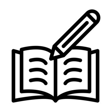 Not Defteri Vektörü İllüstrasyon Satır Simgesi Tasarımı