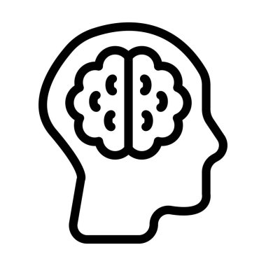 Zihinsel Vektör İllüstrasyon Satır Simgesi Tasarımı