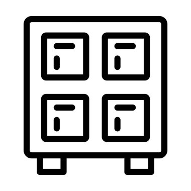 Dolaplar Vektör İllüstrasyon Satır Simgesi Tasarımı