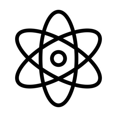 Atom Vektörü İllüstrasyon Satır Simgesi Tasarımı