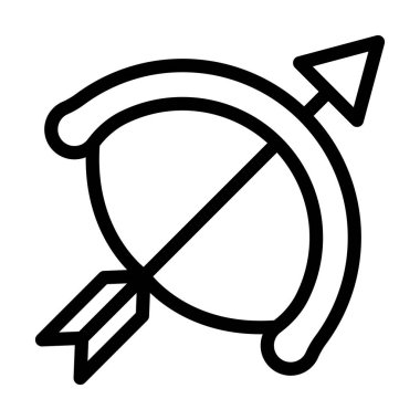 Yay ve Ok Vektör İllüstrasyon Satır Simgesi Tasarımı