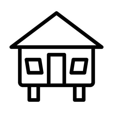 Kulübe Vektörü Resmetme Satırı Simgesi Tasarımı