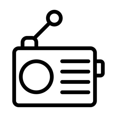 Radyo Vektörü İllüstrasyon Satır Simgesi Tasarımı