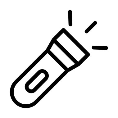 Meşale Vektörü İllüstrasyon Satır Simgesi Tasarımı