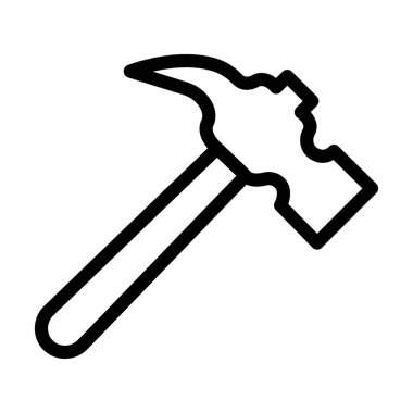 Çekiç Vektörü İllüstrasyon Satır Simgesi Tasarımı