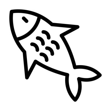 Balık Vektörü İllüstrasyon Hattı Simge Tasarımı