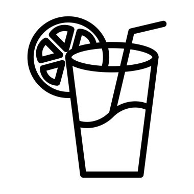 Lemonade Vektör İllüstrasyon Satır Simgesi Tasarımı