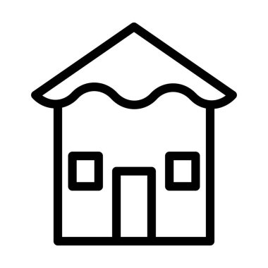 Kulübe Vektörü Resmetme Satırı Simgesi Tasarımı