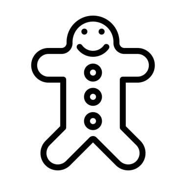 Zencefilli Ekmek Adam Vektör Çizgi Simgesi Tasarımı