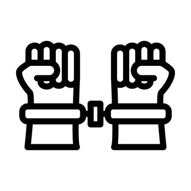 Tutuklu Suçlu Vektör İllüstrasyon Satır Simgesi Tasarımı