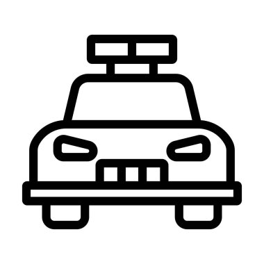 Polis Araba Vektörü İllüstrasyon Hattı Simge Tasarımı