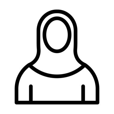 İslami Kadın Vektör İllüstrasyon Çizgisi Simge Tasarımı