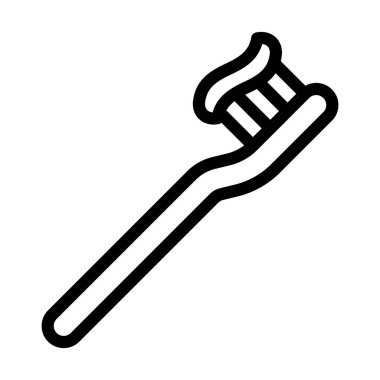 Diş fırçası Vektör İllüstrasyon Satırı Simge Tasarımı