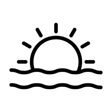 Sunset Vektör Resmetme Satırı Simge Tasarımı