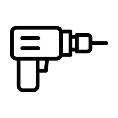 Elektrikli Matkap Vektörü Resmetme Satırı Simgesi Tasarımı
