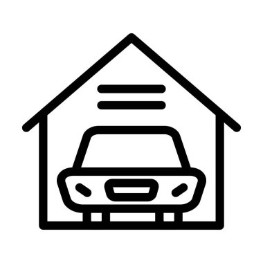 Garaj Vektörü İllüstrasyon Satır Simgesi Tasarımı